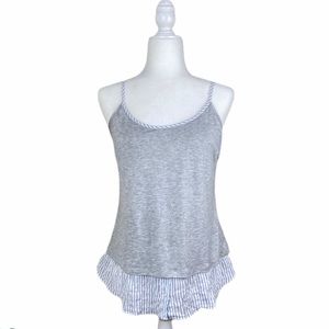 Anthropologie | Ruffle Trim Flowy Gray Tank Top
